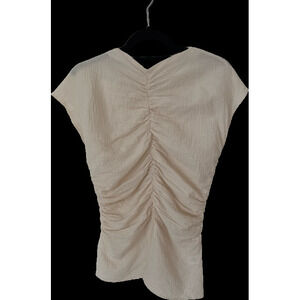 Atelier Delphine handmade in LA cream ruched zip back short-sleeve top